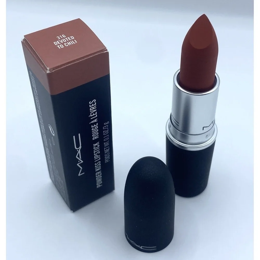 Mac Cosmetics Powder Kiss Lipstick - 316 Devoted To Chili - Full Size NIB